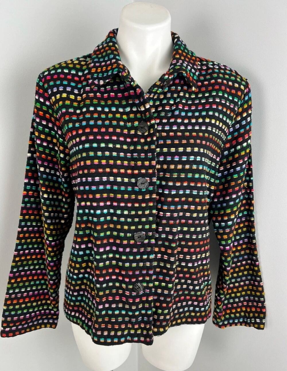 Vintage Chico’s Colorful Embroidered Colorful Jacket Artsy Abstract Funky M